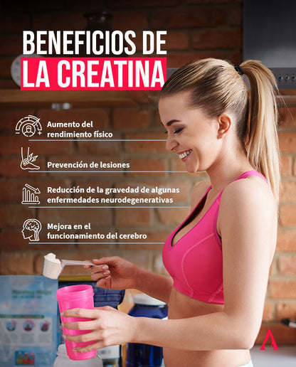 Creatina Monohidratada para mujeres - Fuerza, Energía y Rendimiento en cada dosis.
