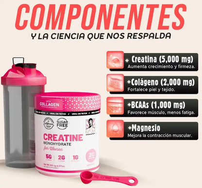 Creatina Monohidratada para mujeres - Fuerza, Energía y Rendimiento en cada dosis.