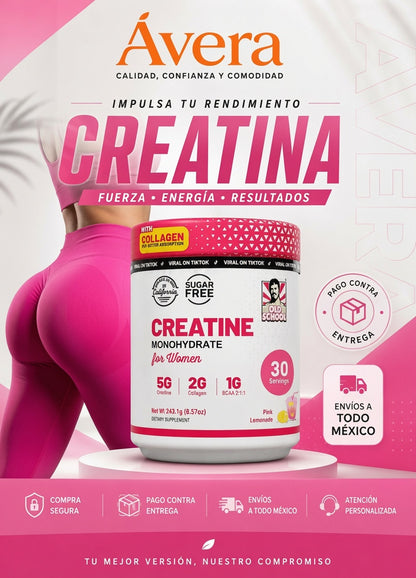 Creatina Monohidratada para mujeres - Fuerza, Energía y Rendimiento en cada dosis.