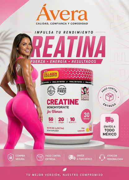 Creatina Monohidratada para mujeres - Fuerza, Energía y Rendimiento en cada dosis.
