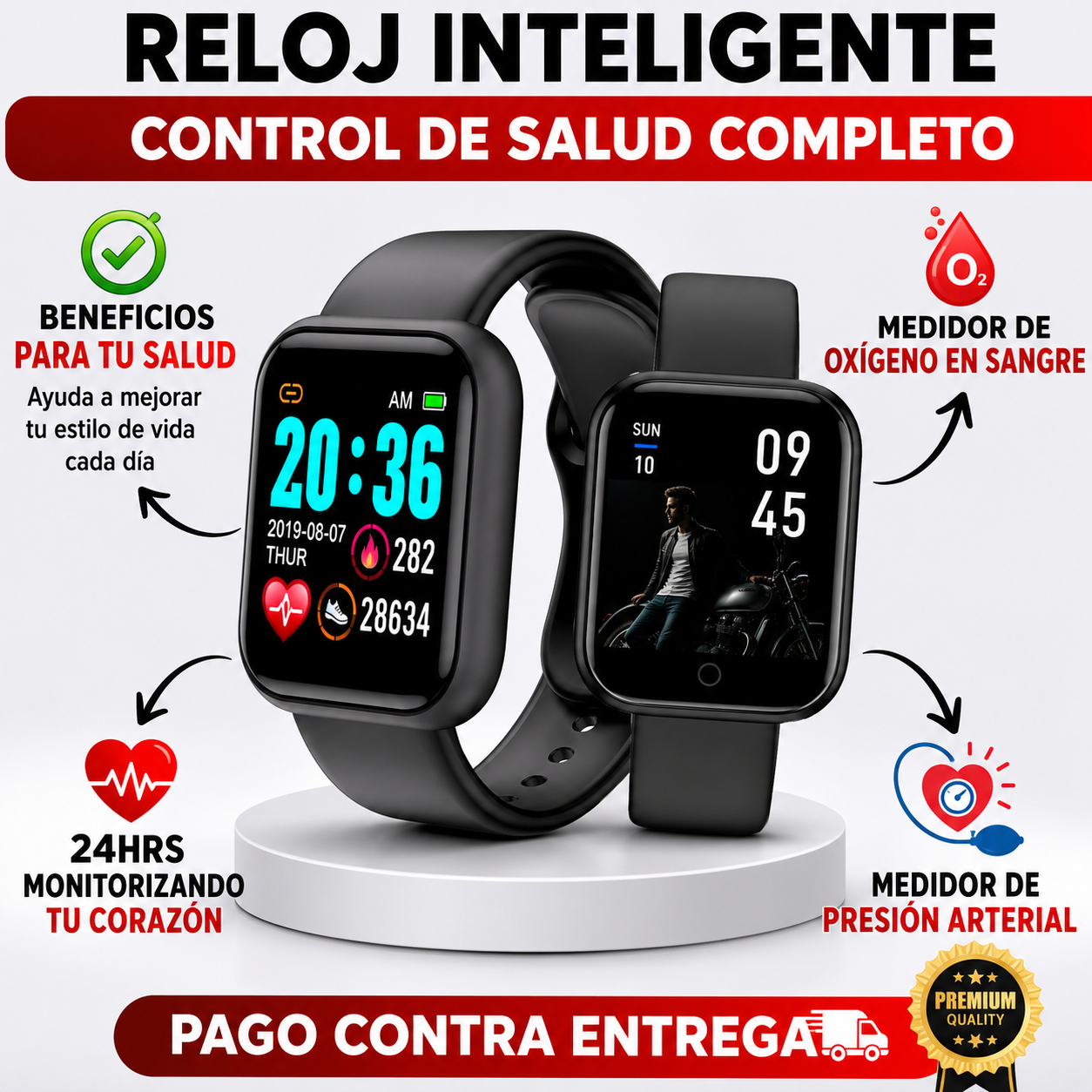 SmartWatch Reloj Inteligente con Medidor de Salud Completo - Envío gratis